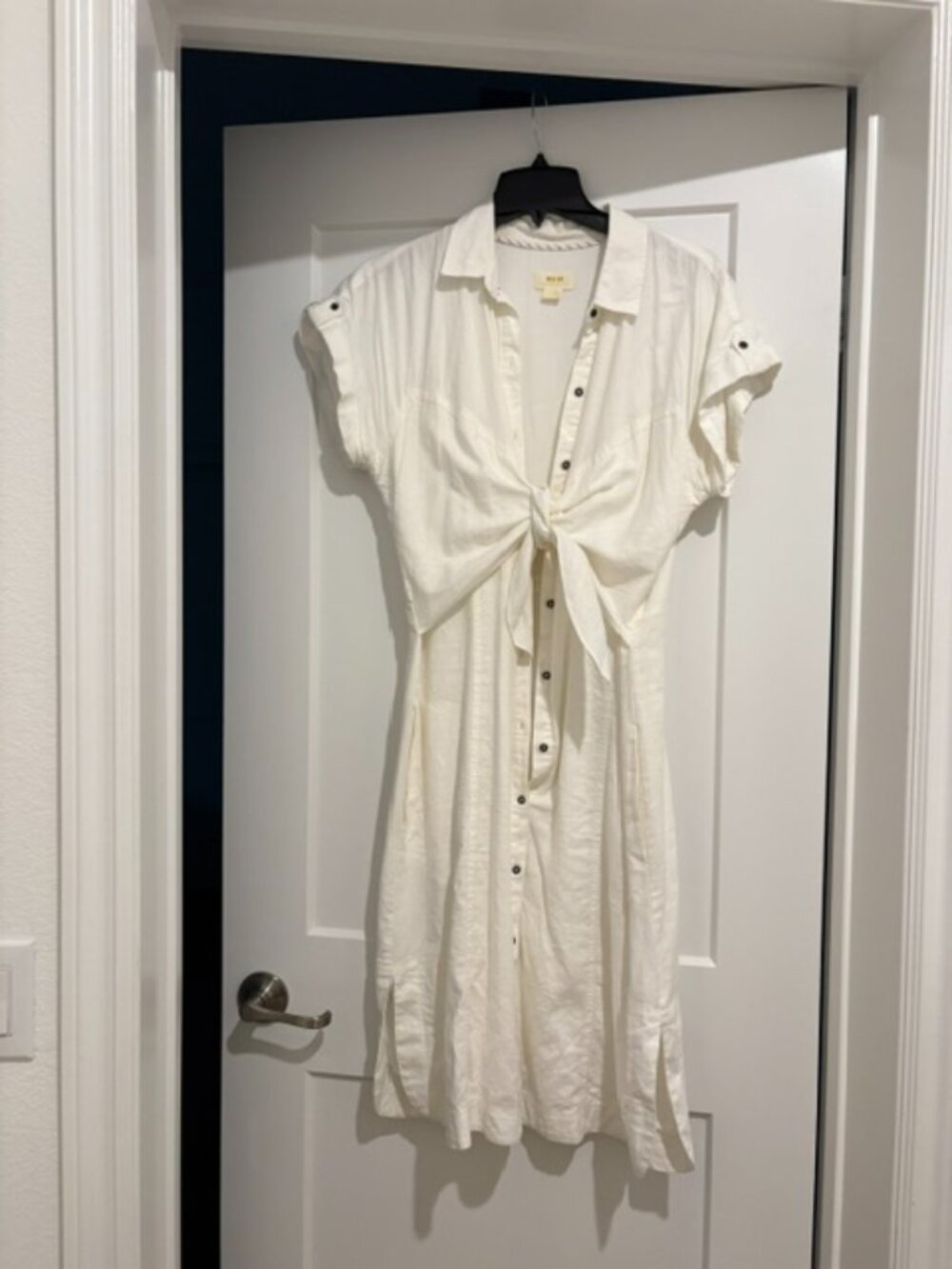Anthropologie Maeve White Dress with Tie in Front